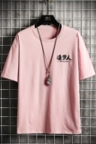 D2127P18网格挂拍潮牌胸口图案印花圆领短袖T恤宽松大码男女T恤，男装T恤，星座510A-6