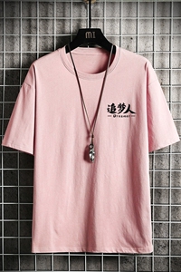 D2127P18 网格挂拍 潮牌胸口图案印花圆领短袖T恤宽松大码男女T恤图片