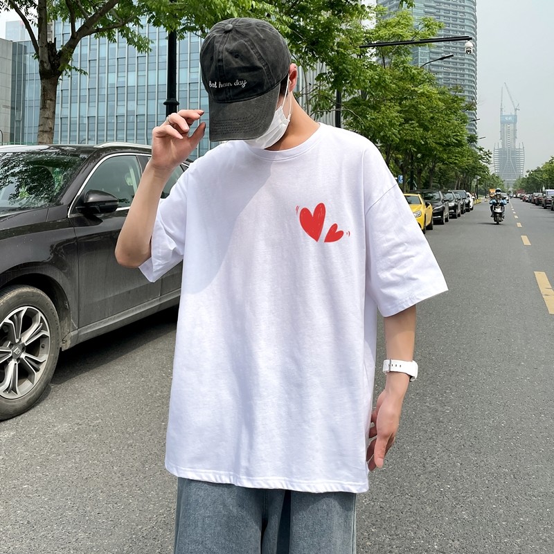 D2121P18港风外景 21夏季新款潮流男士短袖T恤宽松半袖体恤衫图片