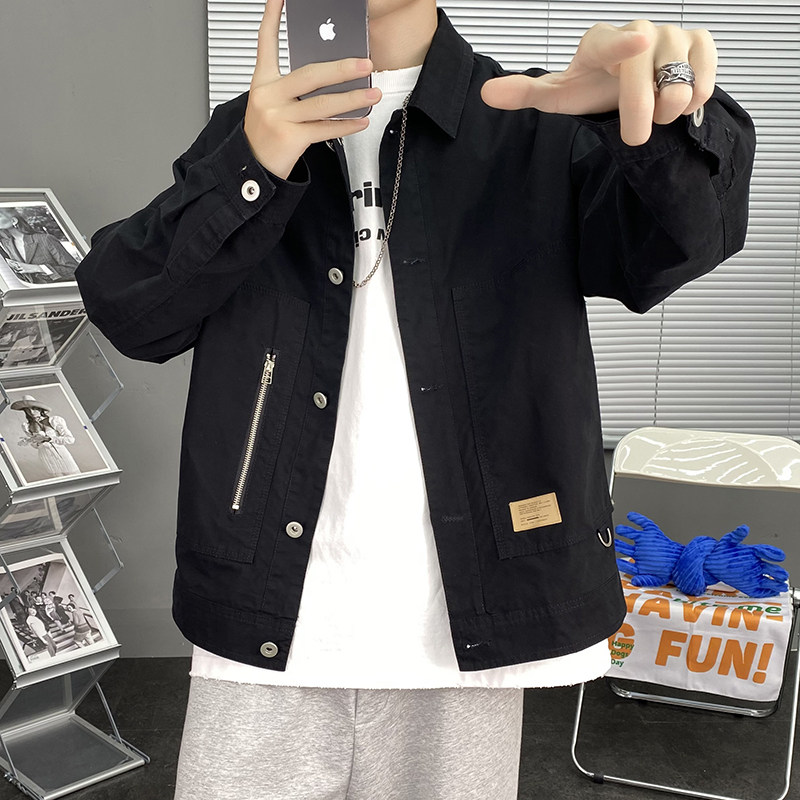 JK5227P85纯棉水洗夹克青少年纯色夹克时尚潮流简约百搭外套男,男装夹克,星座510A-6