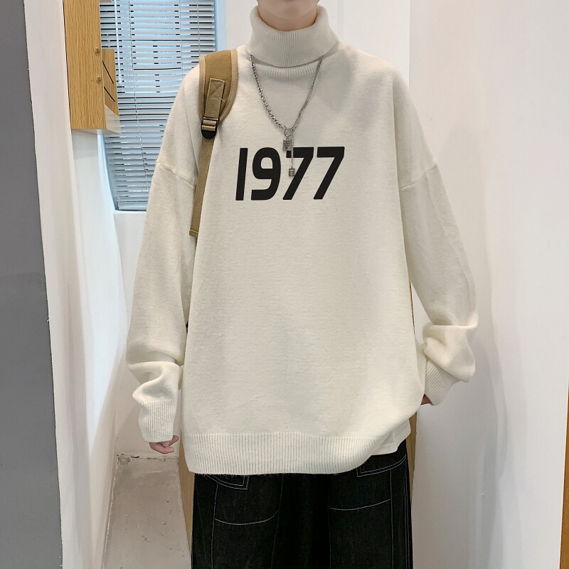 MG5444P65港风新款男生宽松长袖毛衣高领休闲线衣潮流休闲针织衫图片