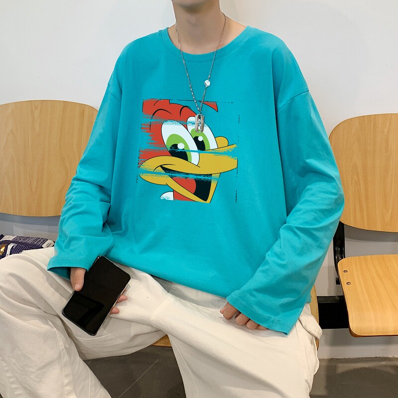 TC5189P30男长t恤长袖薄款夏季休闲纯棉体恤宽松青少年白色上衣,男装T恤,星座510A-6