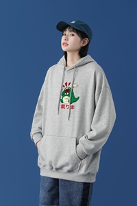 L2850P48中性模特秋新款外套学生男女港风ins连帽套头印花卫衣图片