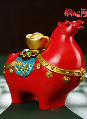 黄铜马摆件马上赚钱客厅办公室玄关家居装饰工艺品马年吉祥物礼品