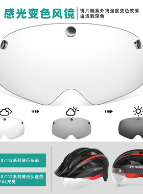 可变色风镜自行车头盔替换磁吸镜片适用本店VG110/VG113型号头盔