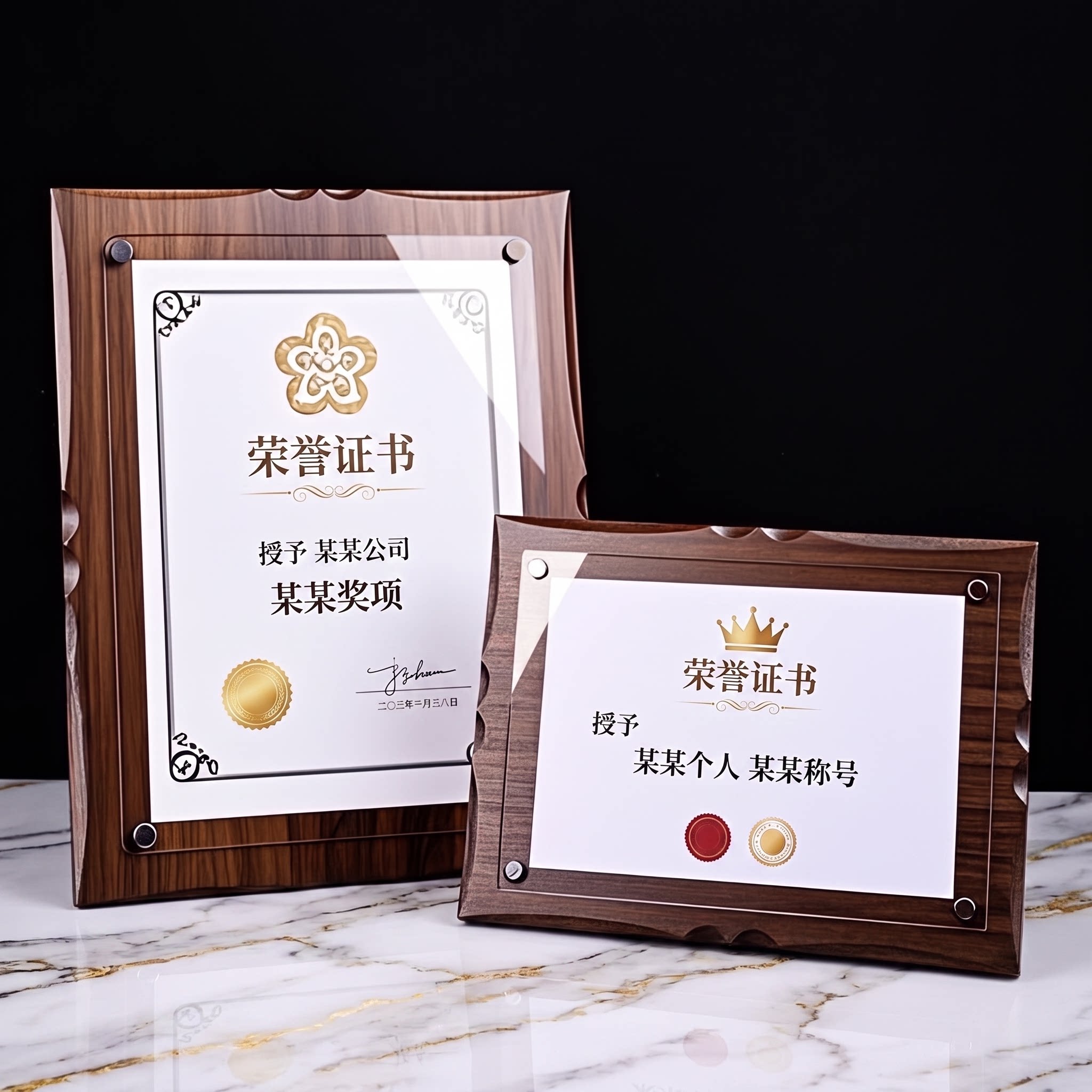 聘书授权书外壳创意奖状牌相框设计营业执照证件框专利证书框亚克力水晶相框a4台卡玻璃相框摆台授权荣誉证书