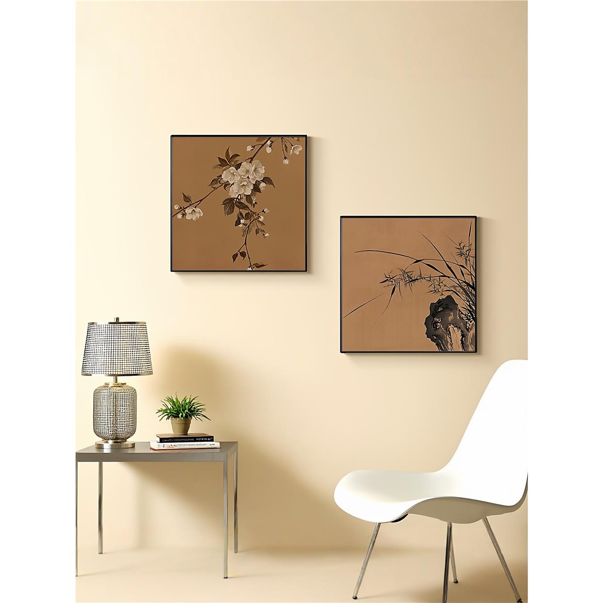 新中式宋式美学客厅沙发背景墙装饰画禅意中古风餐厅走廊玄关挂画