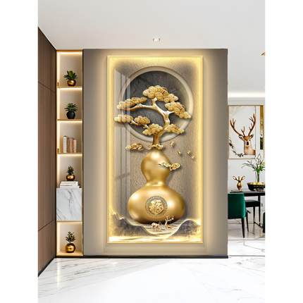 led带灯轻奢葫芦入户玄关装饰画简约现代挂画壁画走廊过道高级感