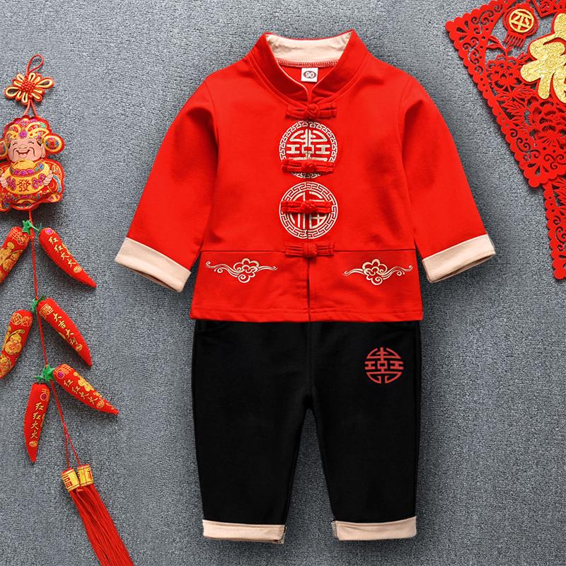 小月龄宝宝拜年服男婴幼儿周岁礼服新年男童抓周衣服唐装套装过年