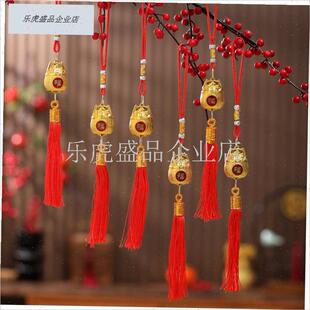 2026马年新年装m饰新款盆栽绿植挂件富贵竹装扮过年摇钱树小挂片.