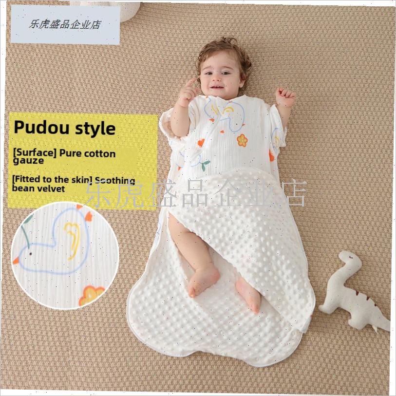 婴儿睡袋婴c儿春秋冬婴幼儿冬季防踢被人工加厚连体睡衣豆帽款式.