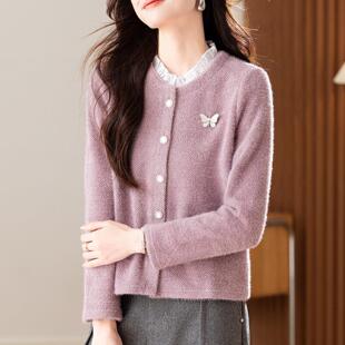 JOYIASS时尚小香风紫色短外套女士秋冬轻奢高级感气质休闲小个子