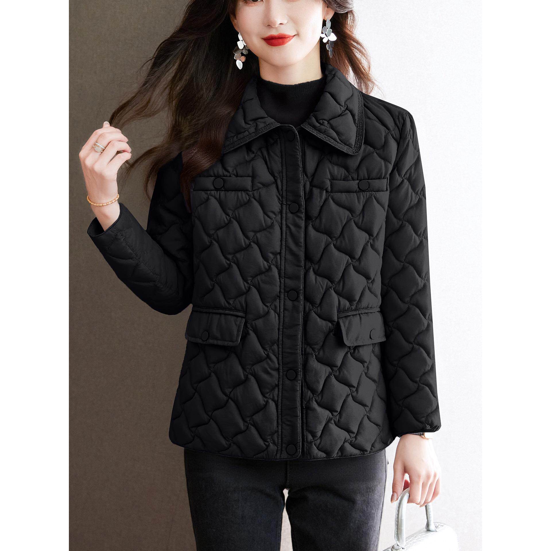 JOYIASS小个子时尚菱格服女士秋冬夹保暖短外套百搭洋气轻薄衣