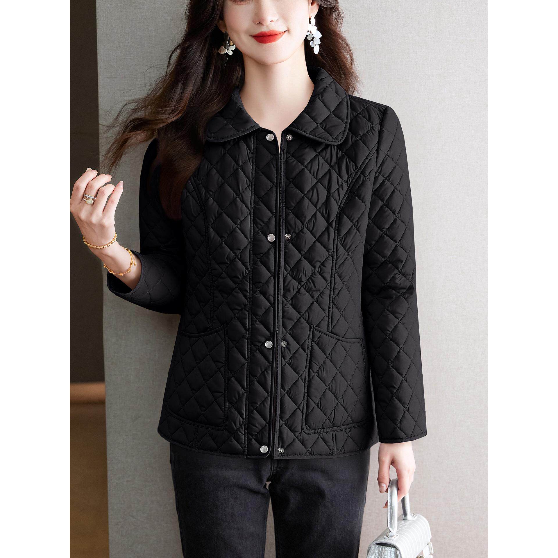 JOYIASS时尚菱格轻薄服短外套女秋冬新款百搭休闲减龄保暖防寒衣