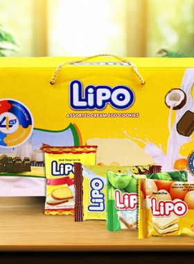 【官旗直售】Lipo混合味面包干礼盒1KG越南进口饼干零食休闲食品