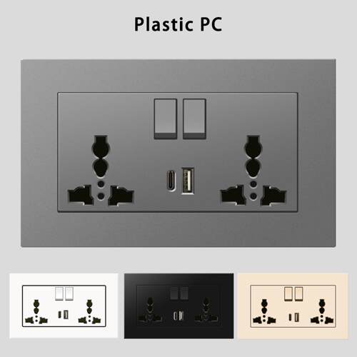 港澳国际英式三孔USB插座双联灰色PC充电插蘇用墙壁英规面板