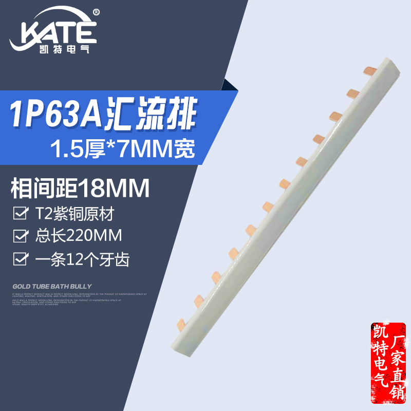 1P63A汇流排12组牙齿紫铜原色1.5