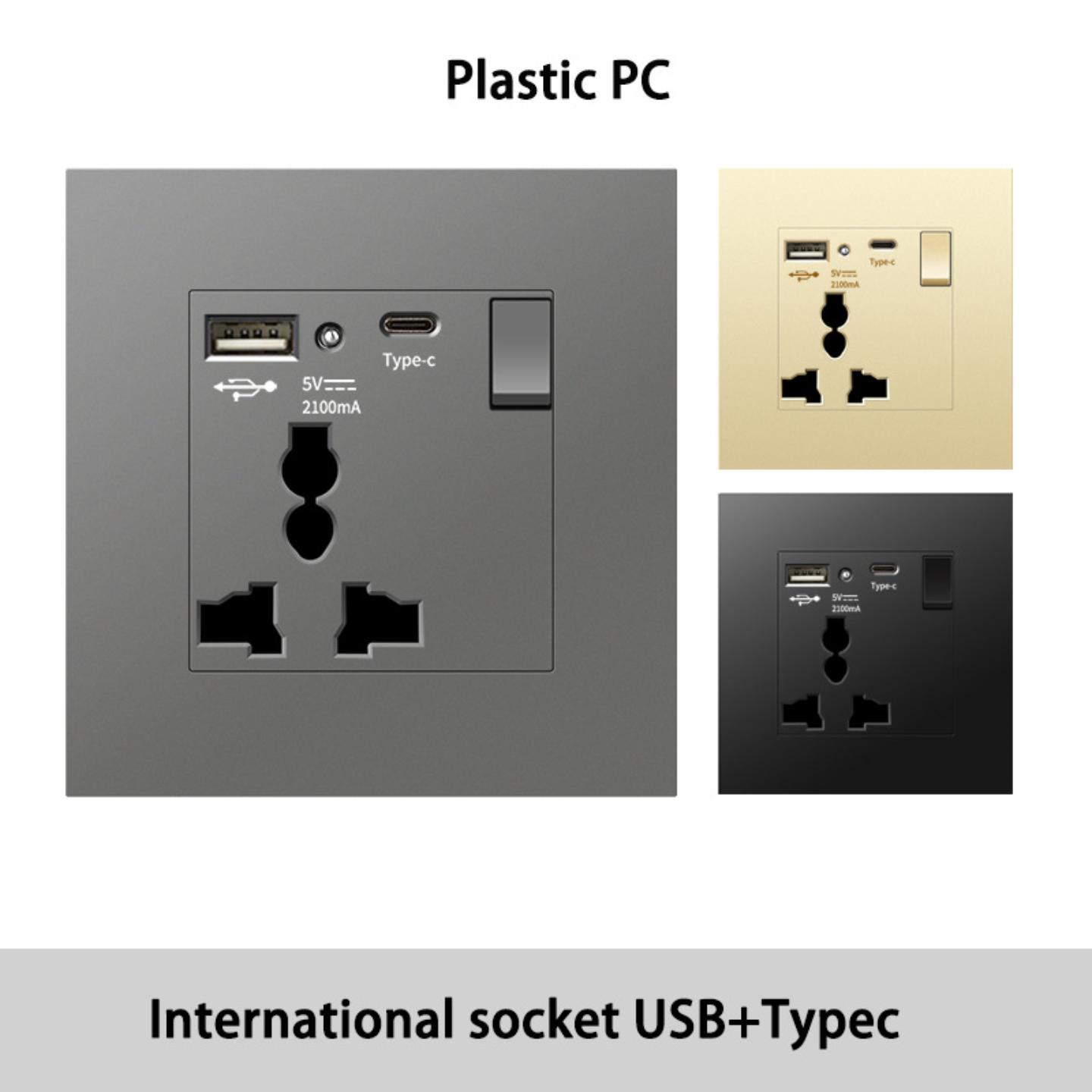 PC港澳国际英式多用USBtypec86型充电插蘇用墙壁英规面板