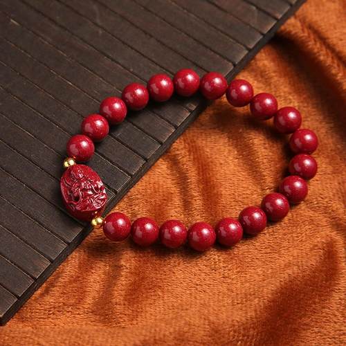 醉卓甘商城天然朱砂手串男款原矿十二生肖手炼真品正品紫金砂手饰