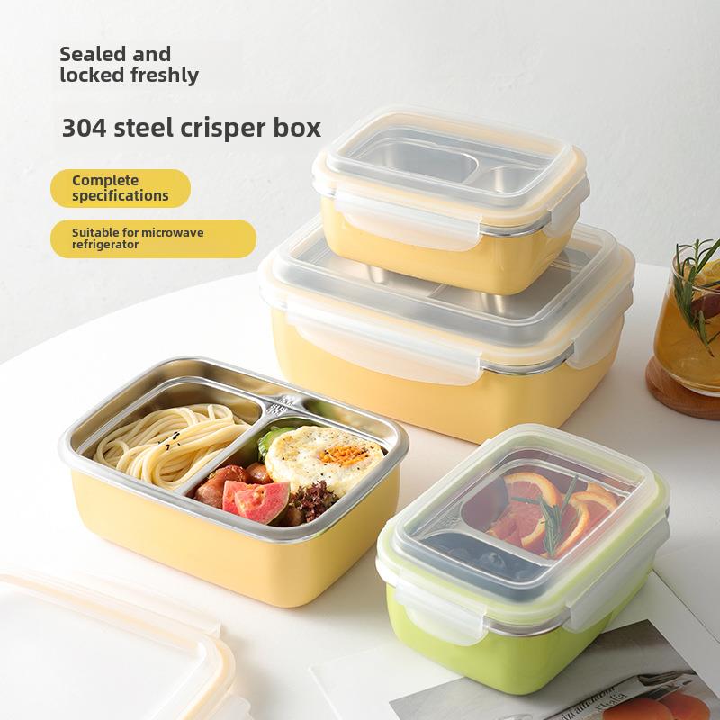 日本采购不锈钢饭盒食品级隔间密封便携式饭盒供上班族微波加热