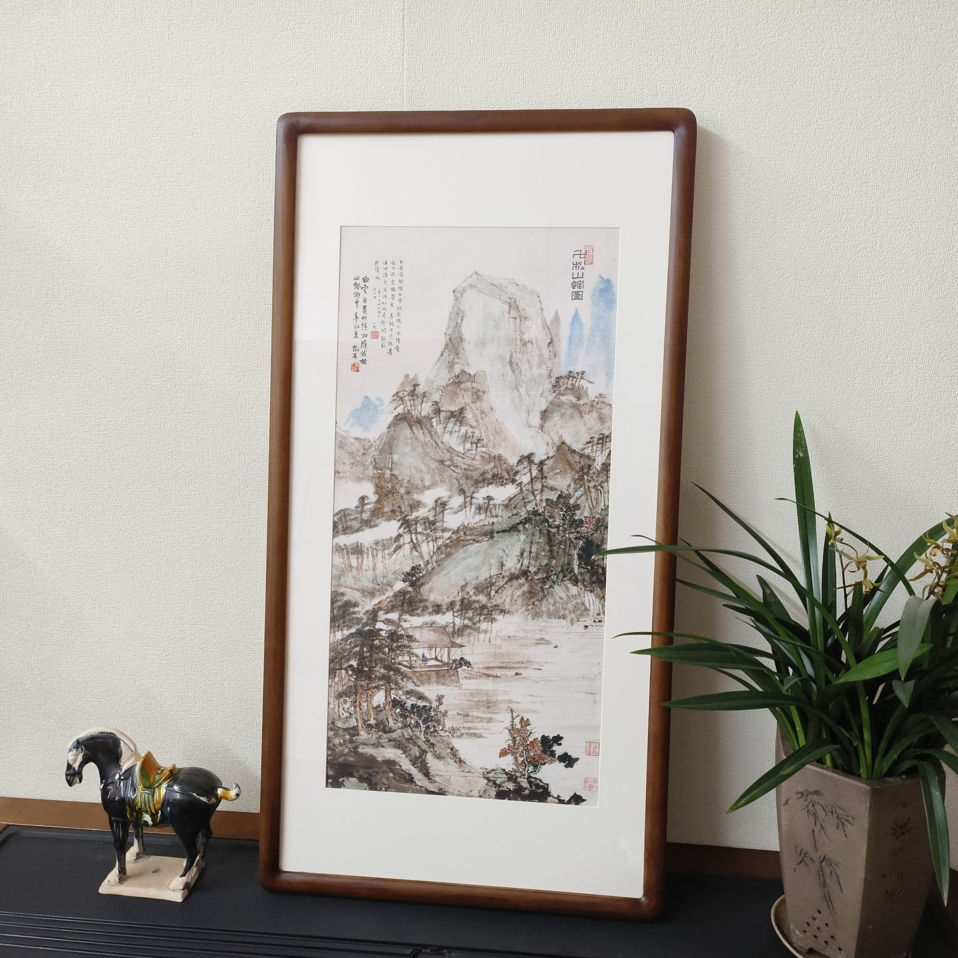 名家山水画傅抱石万松山馆图新中式竖版装饰画客厅玄关办公室挂画