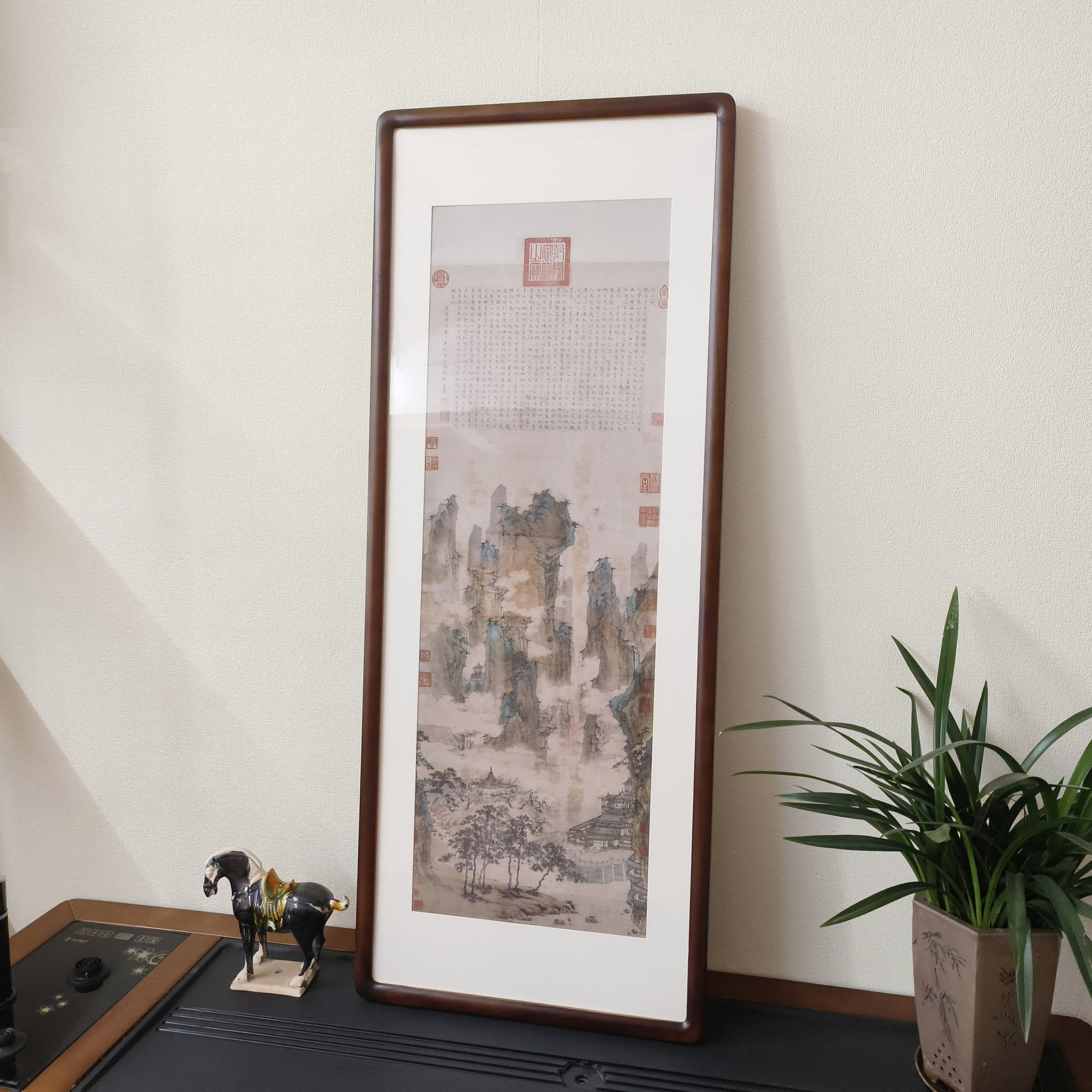 仇英仙山楼阁图山水画新中式客厅装饰画书房茶室玄关过道复古挂画