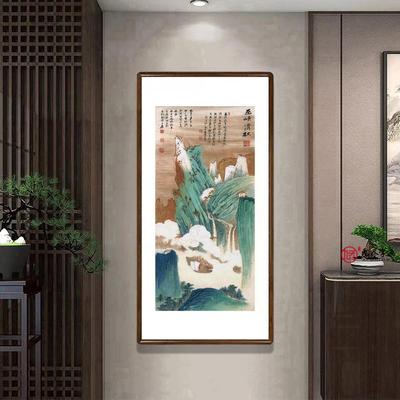 名家字画张大千巫峡清秋图青绿山水国画中式客厅装饰画办公室挂画