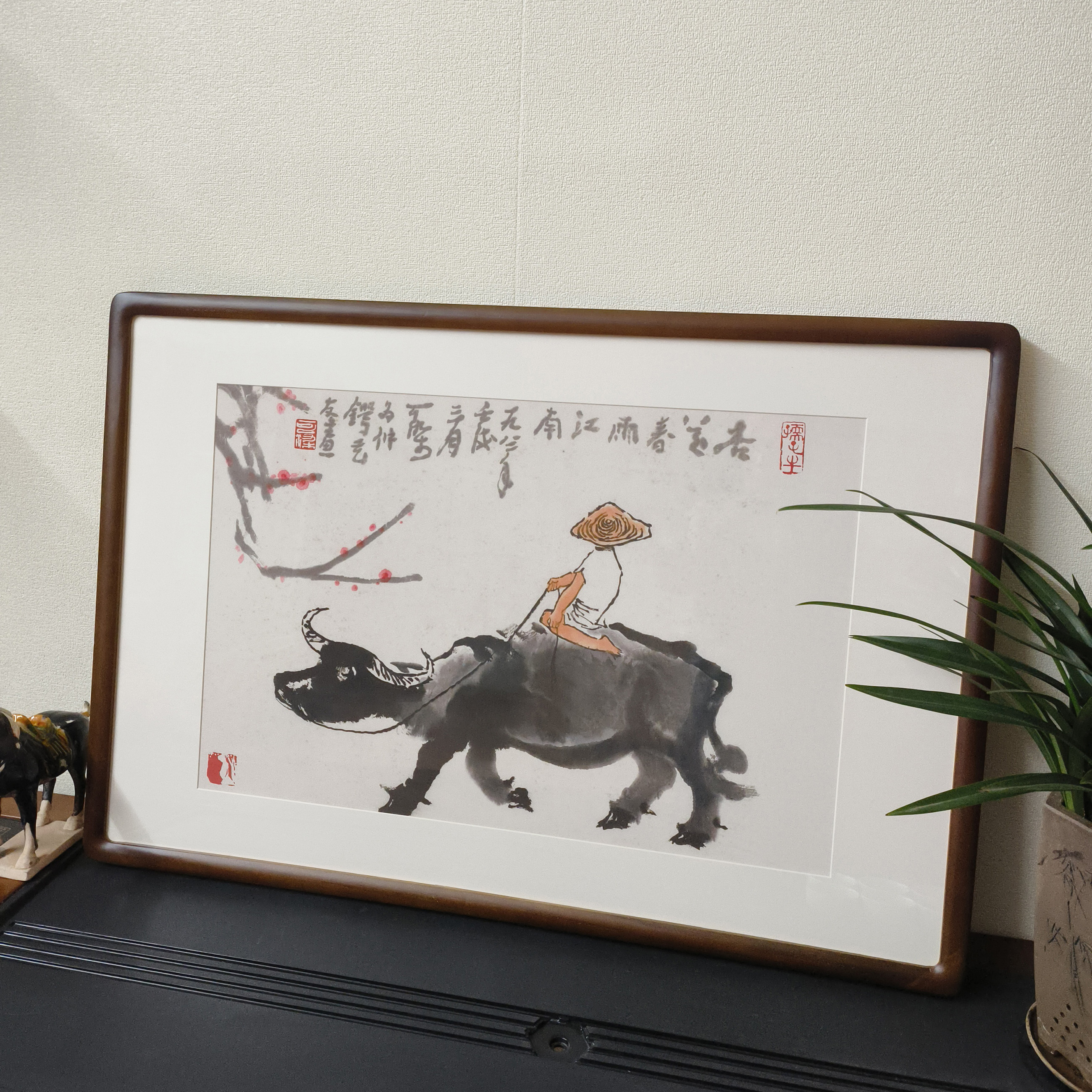 牧牛图挂画李可染国画客厅走廊过道壁画儿童房茶室背景墙装饰画