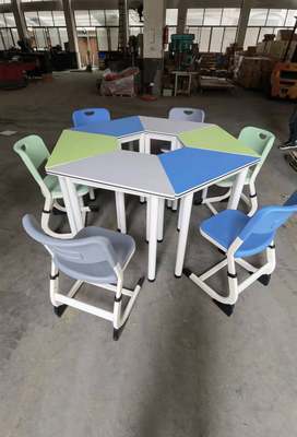 六边形组合桌拼接桌八边形组学习桌椅六角桌智慧教室交流桌椅组合