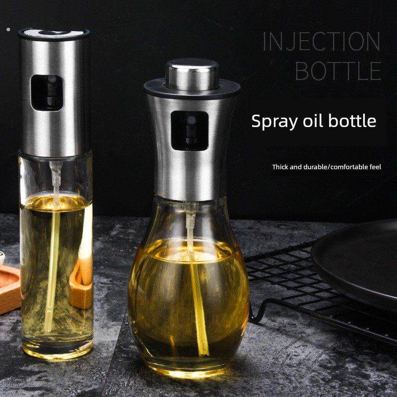 不锈钢烧烤喷油瓶喷雾化家用橄榄油厨房食用油瓶节油玻璃状控油壶