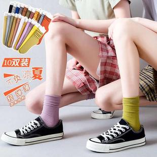 纯色堆堆袜可爱日系长筒 ins潮 袜子女中筒袜夏季 糖果色冰冰袜薄款