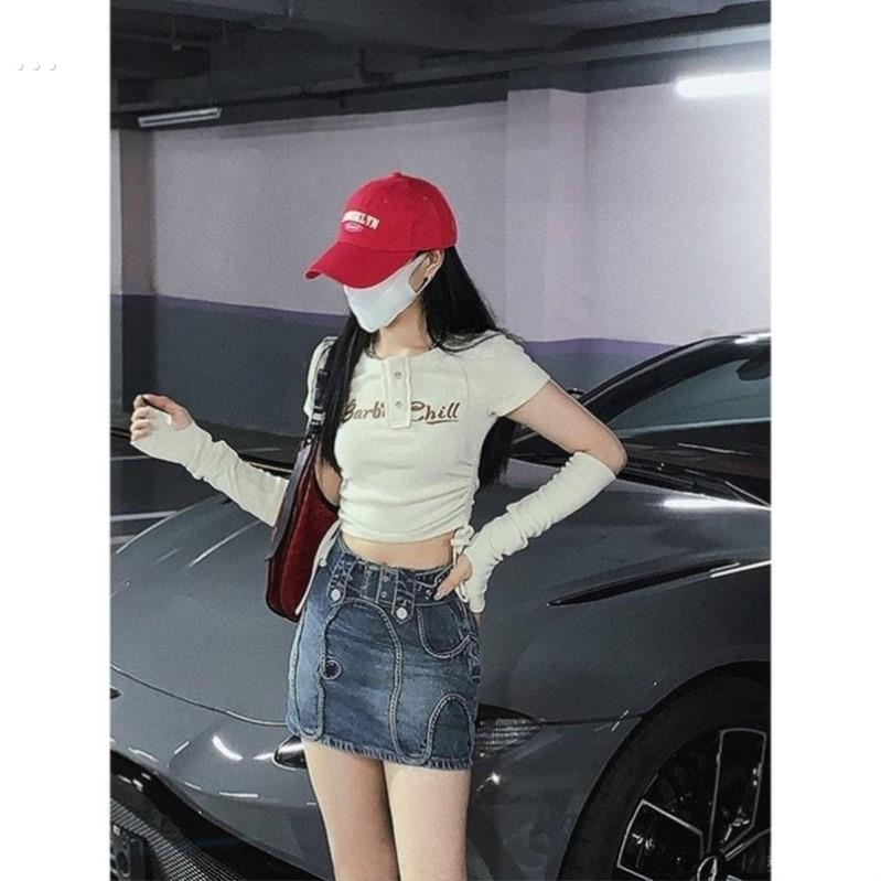 黑色女团打歌服上衣短爵士舞服装甜辣爵士白色辣妹套装短款演出服