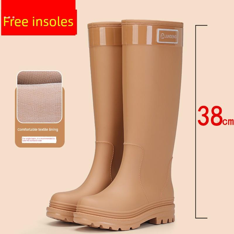 高筒雨鞋女款时尚外穿成人长筒新款雨靴加绒高腰水靴防滑防水水鞋
