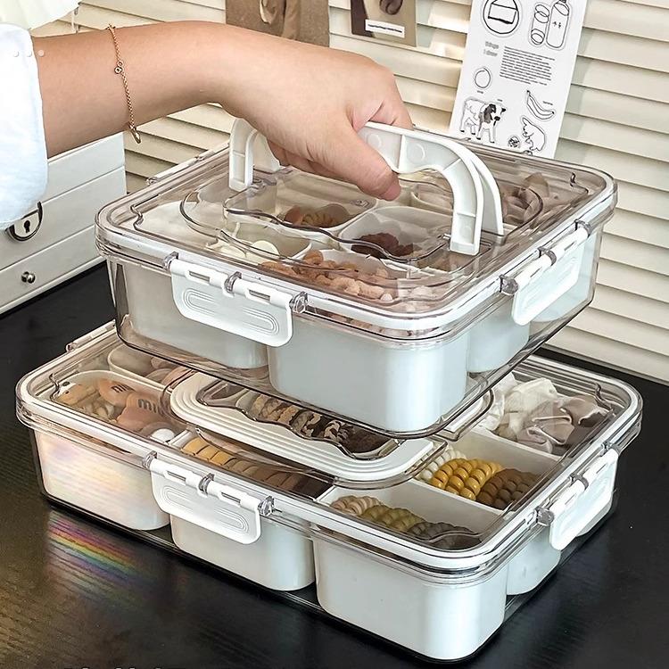 儿童发饰收纳盒手提发圈发圈皮筋发夹抓夹分格饰品盒大容量首饰盒