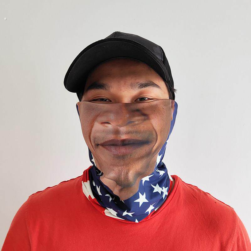 搞怪摩托车面罩人脸搞笑骑行魔术头巾男女冰丝户外防晒围脖套飞巾