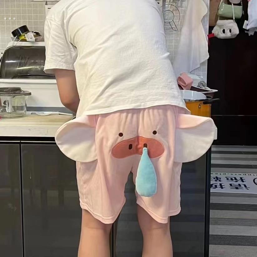 小猪鼻涕短裤粉色猪猪可爱搞怪情侣大象女生夏季大象休闲宽松睡裤