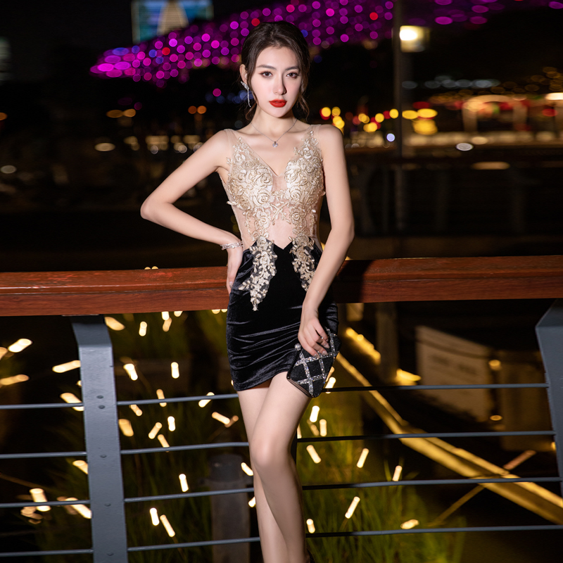 夜总会连衣裙性感修身显瘦包臀夜 店桑拿足疗按摩技师KTV工衣短裙