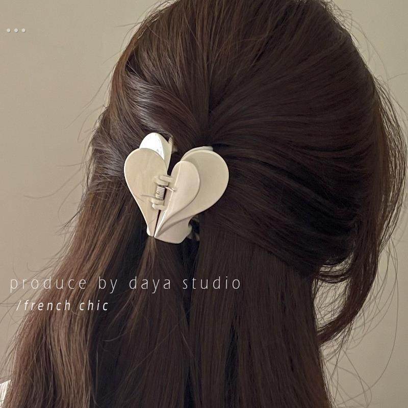 爱心双层抓夹甜妹无痕显白2025精致新款简约百搭小众气质发夹ins