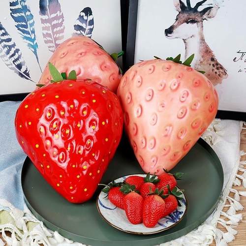 仿真塑料大草莓南瓜道具水果网红拍照摄影装饰挂件模型儿童教玩具