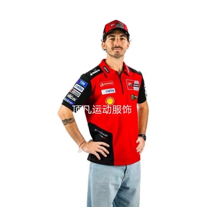 2025新款杜卡迪红色鬼爪polo衫翻领短袖痞帅摩旅速干透气涤纶骑行