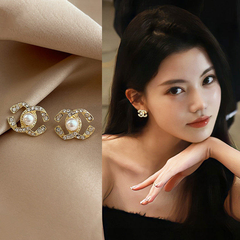 Pica Lela小香风双C耳夹女士耳环轻奢高级耳钉气质珍珠款耳坠耳饰