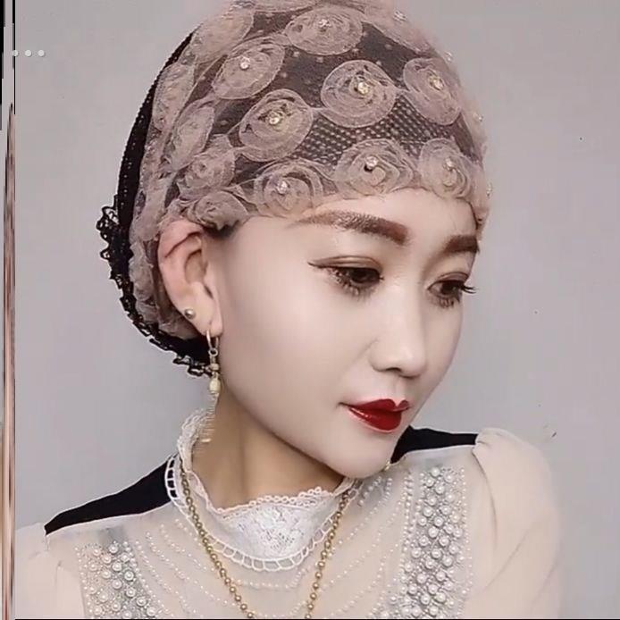 白头发遮盖神器夏天遮白发帽遮额头白发神器回族盖头日常头箍发饰