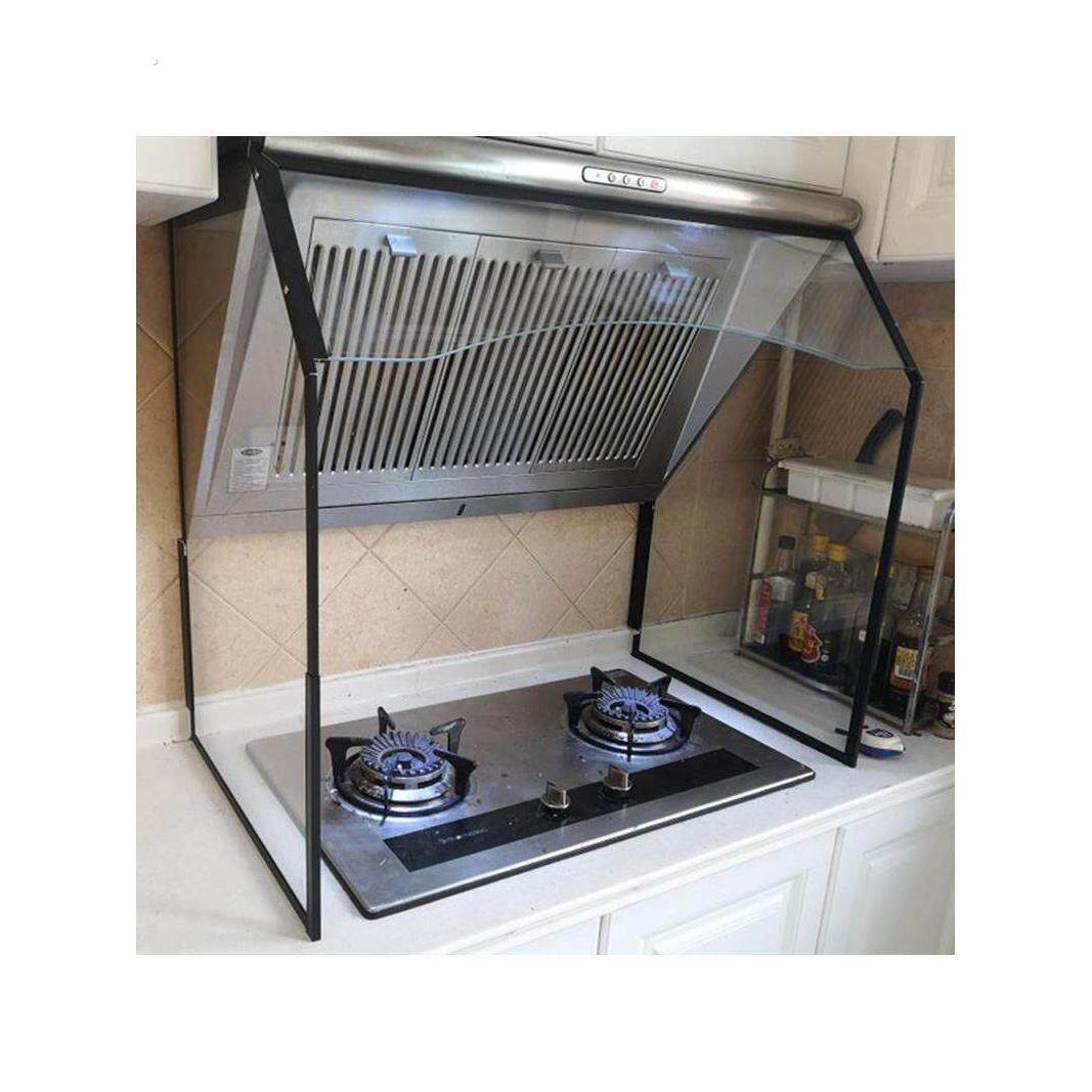 开放式厨房灶台隔热防油板隔油支架欧式侧吸式油烟机玻璃罩挡油板