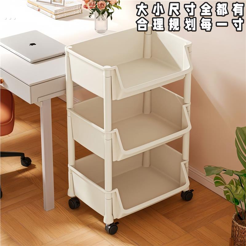 移动书架置物架落地多层带轮客厅卧室宿舍儿童小书柜小推车收纳架