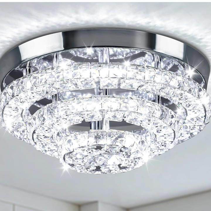 厂家直供led方形水晶吸顶灯圆形卧室灯简约现代高档阳台过道灯具