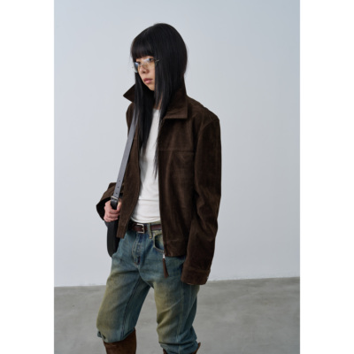 琥珀流光风麂皮短外套