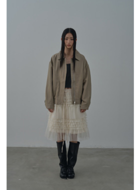 Rebornique 欧若精灵风蕾丝蛋糕裙 松紧腰蓬蓬裙压褶木耳边半身裙