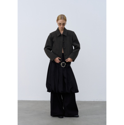 韩系宽松短款毛呢外套