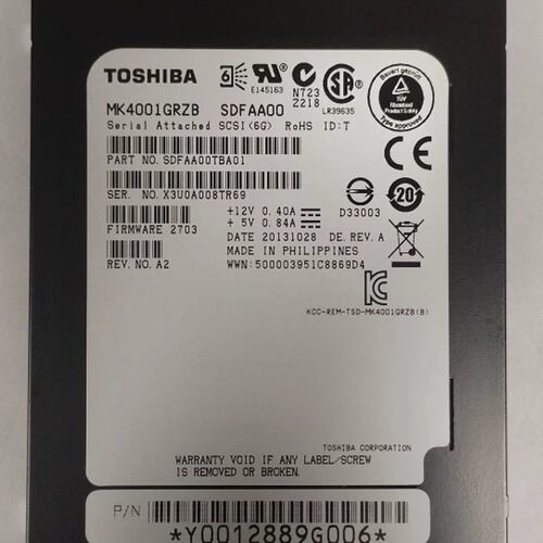 400G 6GSAS MK4001GRZB 服务器固态SSD 提供测报 满寿命议价