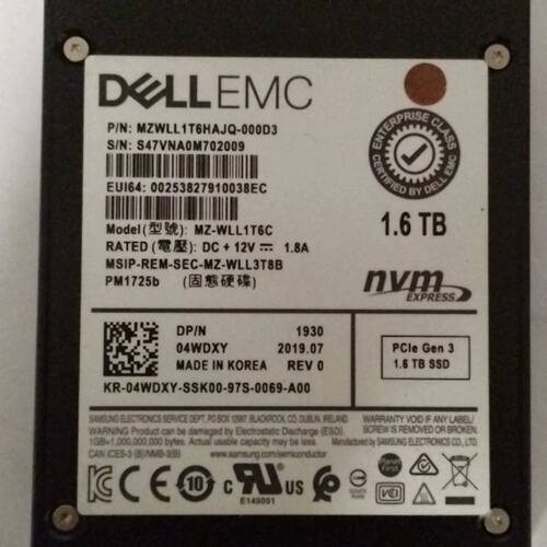EMC 1.6T U2 NVME 04WDXY MZWLL1T6HAJQ0D3 PM1725B 提供测报议价